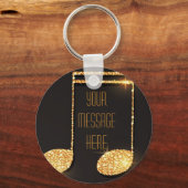 Monogram voor zwarte goudmuzieknoten sleutelhanger (Achterkant)