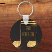 Monogram voor zwarte goudmuzieknoten sleutelhanger (Voorkant)