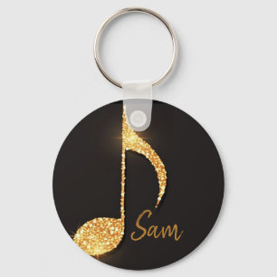 Monogram voor zwarte goudmuzieknoten sleutelhanger