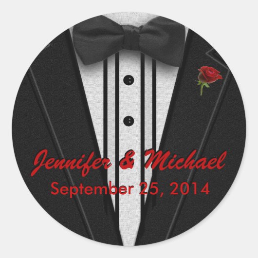 Monogram voor zwarte Stropdas en zwarte doos Ronde Sticker (Voorkant)