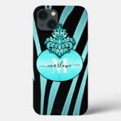 Monogram voor zwarte Zebra- en zwarte Zebrastripes Case-Mate iPhone Case (Achterkant)
