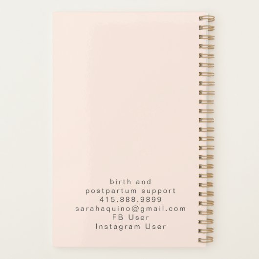 Monogram Voorjaar Bloemen Hand getrokken Doula of  Planner (Achterkant)