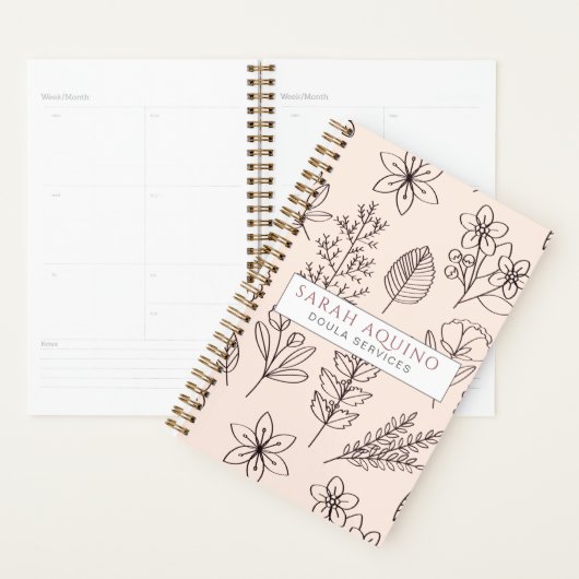 Monogram Voorjaar Bloemen Hand getrokken Doula of  Planner (Display)
