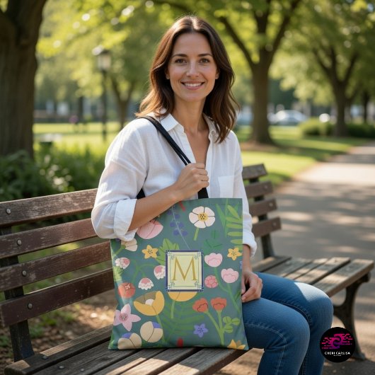 Monogram voorjaarschemicaliën tote bag
