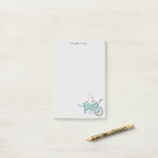 monogram voorjaarsmos turquoise post-it® notes (Op bureau)