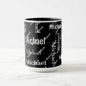 Monogram voornaam en achternaam zwart-wit herhalen mok (Midden)