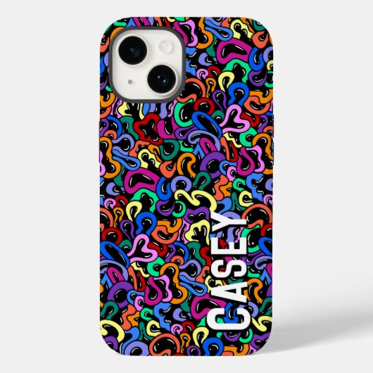 Monogram Voornaam kleurig bubbelpatroon toevoegen Case-Mate iPhone Case (Achterkant)