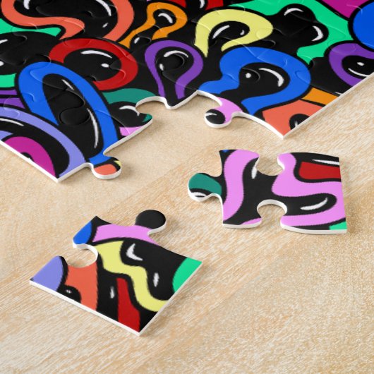 Monogram Voornaam kleurig bubbelpatroon toevoegen Legpuzzel (Zijkant)