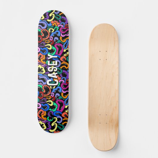 Monogram Voornaam kleurig bubbelpatroon toevoegen Persoonlijk Skateboard (Voorkant)