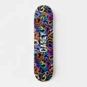 Monogram Voornaam kleurig bubbelpatroon toevoegen Persoonlijk Skateboard (Voorkant)