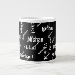 Monogram voornaam zwart/wit herhalen grote koffiekop
