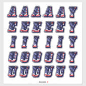 Monogram Vowels American Flag USA Letters Initiale Sticker (Vel)