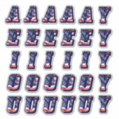 Monogram Vowels American Flag USA Letters Initiale Sticker (Voorkant)