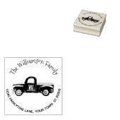 Monogram  Vrachtwagen Familienaam Retouradres Rubberstempel (Gestempeld)