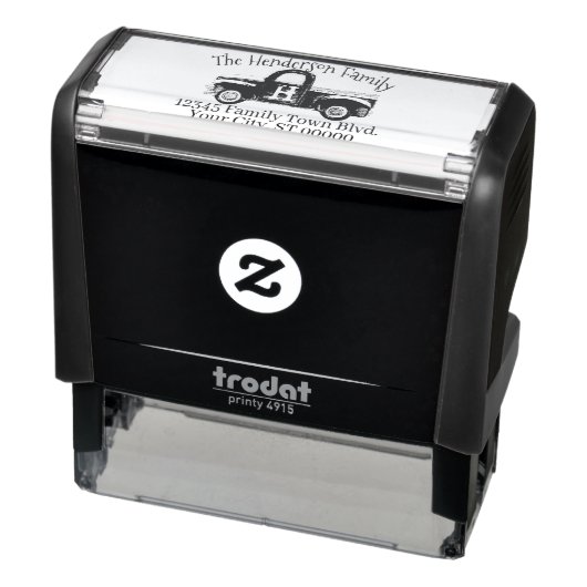 Monogram  Vrachtwagen Familienaam Retouradres Zelfinktende Stempel (Product)