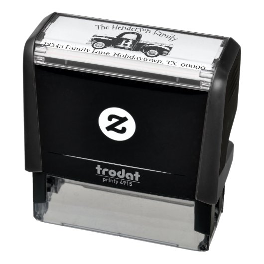 Monogram  Vrachtwagen Familienaam Retouradres Zelfinktende Stempel (Product)