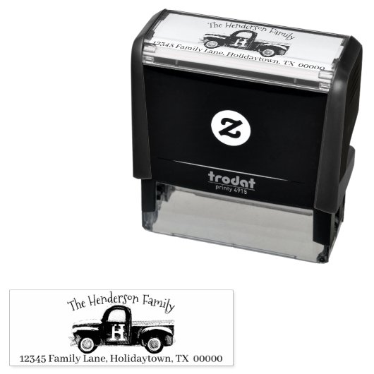Monogram  Vrachtwagen Familienaam Retouradres Zelfinktende Stempel (In situ)