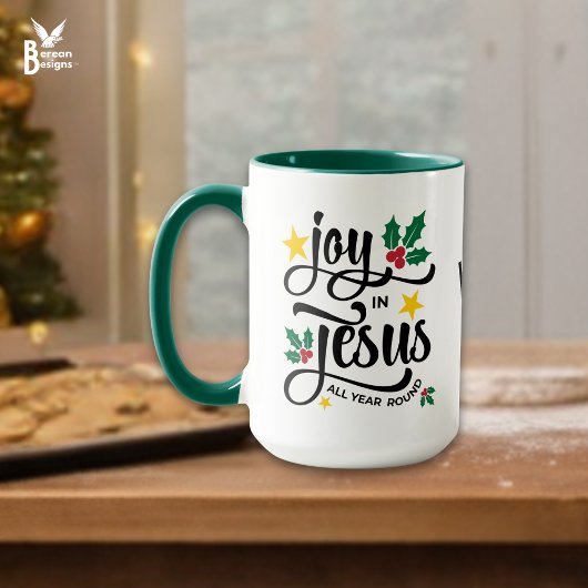 Monogram VREUGDE IN JESUS Christelijk Kerstfeest  Mok