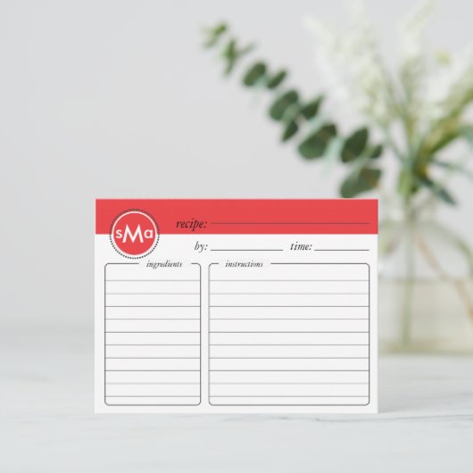 Monogram Vrijgezellenfeest Recipcard Briefkaart (Staand voorkant)