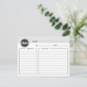 Monogram Vrijgezellenfeest Recipcard Briefkaart (Staand voorkant)