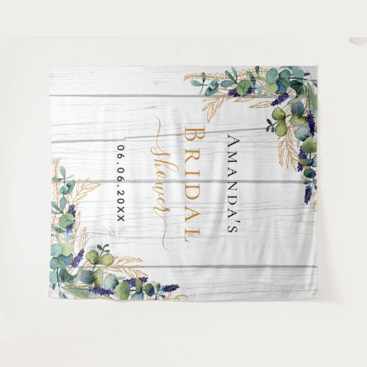 monogram vrijgezellenfeest rustige eucalyptus gree wandkleed (Voorkant (horizontaal))