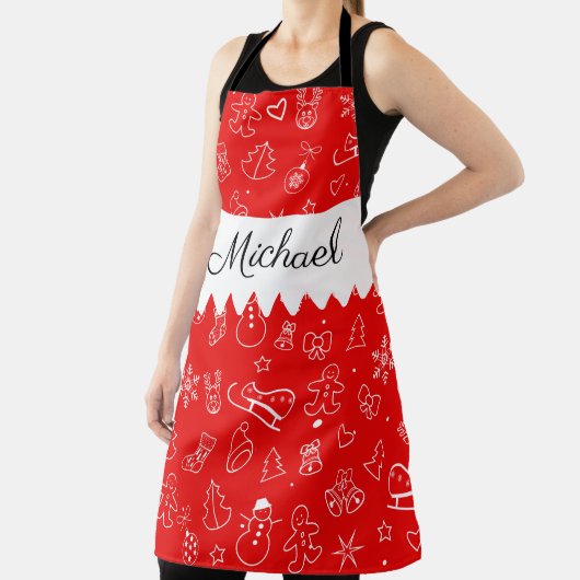 Monogram vrolijk kerstfeest en gelukkig nieuwjaar! schort (Insitu)