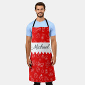 Monogram vrolijk kerstfeest en gelukkig nieuwjaar! schort (Gedragen)