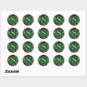 Monogram Vrolijk Kerstfeest - Groen Ronde Sticker (Vel)