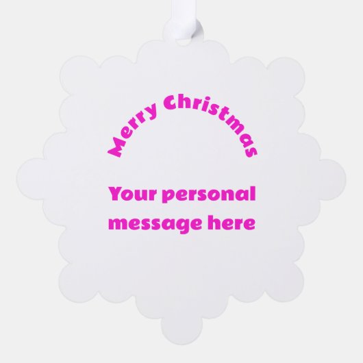 Monogram Vrolijk Kerstfeest in Roze | Sneeuwvlok Ornament Kaart (Achterkant)