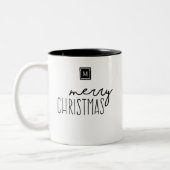 Monogram Vrolijk Kerstfeest Modern Tweekleurige Koffiemok (Links)