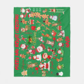 Monogram Vrolijk kerstfeest op groene achtergrond  Fleece Deken (Voorkant)