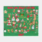 Monogram Vrolijk kerstfeest op groene achtergrond  Fleece Deken (Voorkant (Horizontaal))
