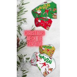 Monogram Vrolijk Kerstfeest op rode achtergrond | Stropdas