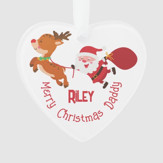 Monogram Vrolijk Kerstfeest Papa | Ornament aan he (voorkant)