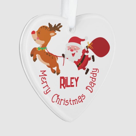 Monogram Vrolijk Kerstfeest Papa | Ornament aan he (voorkant)