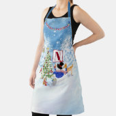 Monogram Vrolijk Kerstfeest Sneeuwman Kardinaal He Schort (Insitu)