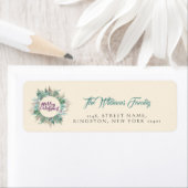 Monogram Vrolijk Kerstkrans naam RSVP Ivoor Etiket (Insitu)