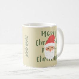 Monogram Vrolijk Kerstmis Retro Kerstmis Rood Beig Koffiemok