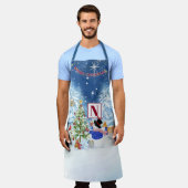 Monogram Vrolijke Kerstmis Sneeuwman Ster Snowy Ni Schort (Gedragen)