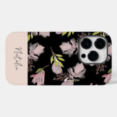 Monogram vrouwelijk mooi contrast zwart-roze Case-Mate iPhone case (Achterkant (horizontaal))