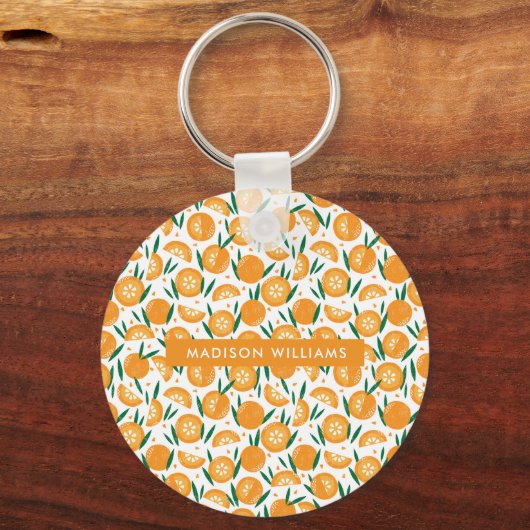 Monogram Vruchten Moderne Minimale Sleutelhanger (Achterkant)