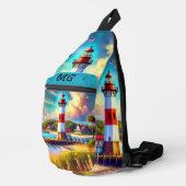 Monogram Vuurtoren Waterverf Print Knip Naai Tas (Rechterhoek)