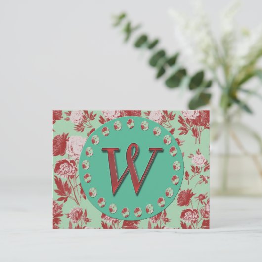  Monogram W Briefkaart (Staand voorkant)