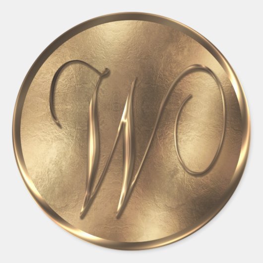 Monogram W Bronze Weddenschap Ronde Sticker (Voorkant)