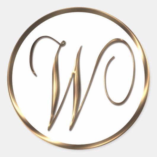 Monogram W Faux Bronze Ronde Sticker (Voorkant)