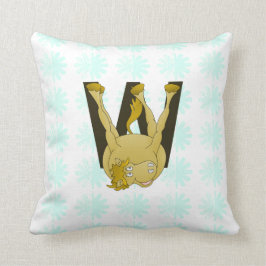 Monogram W Funny Pony Gepersonaliseerd Kussen