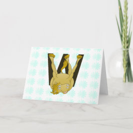 Monogram W Funny Pony Gepersonaliseerd Notitiekaartje