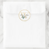 Monogram W Gold Border Wedding Ronde Sticker (Tas)