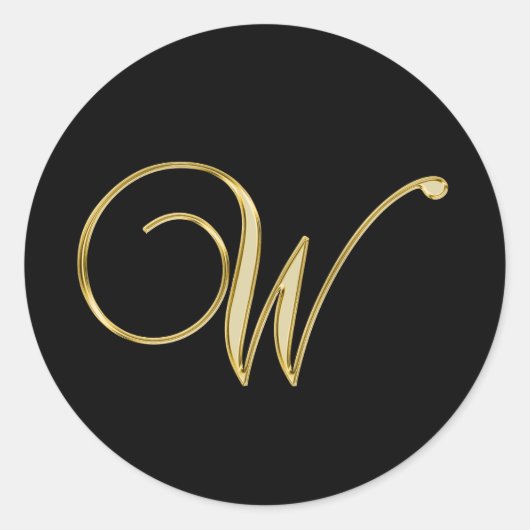 Monogram W  goud Ronde Sticker (Voorkant)