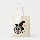 Monogram W Halloween Witch Spiders Jouw naam Tote Bag (Voorkant)